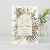 Sage Pampas Grass Save the Date | Boho Rustic (Stehend Vorderseite)