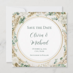 Sage Pampas Grass Save the Date   Personalisierbar
