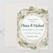 Sage Pampas Grass Wedding Einladung | Bohemisch (Vorne/Hinten)
