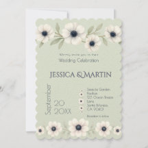 Sage Pastel Blue Ivory Anemone Timeless Wedding