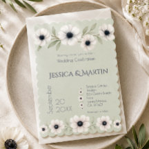 Sage Pastel Blue Ivory Anemone Timeless Wedding