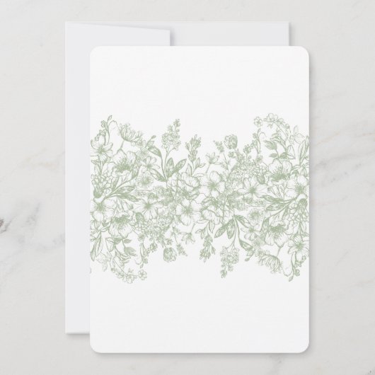 Sage Pastel Chinoiserie Vintage Blumentaufe Einladung (Rückseite)