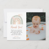 Sage Peach Boho Rainbow Vielen Dank Baby Showcard Einladung (Vorderseite)