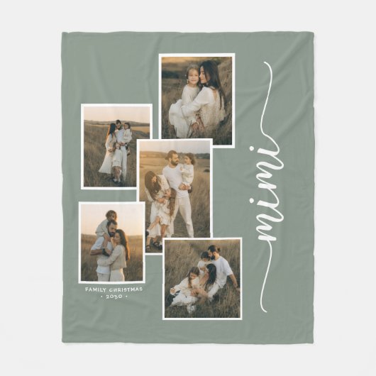 Sage Personalisiert Mimi Grandkid 5 FotoCollage Fleecedecke (Vorderseite)