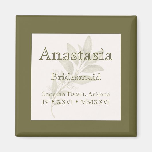 Sage Personalized Bridesmaid Name Magnet (Vorne)