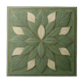 Sage Petal Harmony - Artisan Floral Keramik Tile Fliese (Vorderseite)