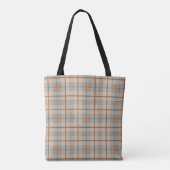 Sage-Pfirsich-Karostoff Cottagecore Tasche (Rückseite)