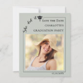 Sage Photo Graduation Party Save the Date card (Vorderseite)