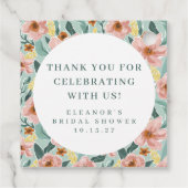 Sage Pink Floral Brautparty Custom Vielen Dank Geschenkanhänger (Rückseite)