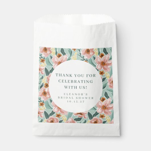 Sage Pink Floral Brautparty Custom Vielen Dank Geschenktütchen (Vorderseite)