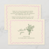 Sage Pink Whimsical Handwritten Dankeskarte (Vorne/Hinten)
