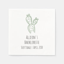 Sage Prickly Pear Cactus Bachelorette Paper Napkin