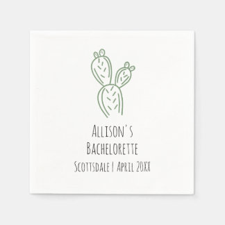 Sage Prickly Pear Cactus Bachelorette Paper Napkin Serviette