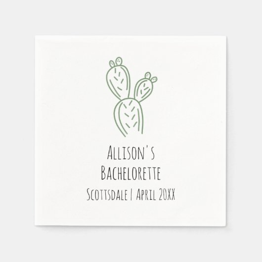 Sage Prickly Pear Cactus Bachelorette Paper Napkin Serviette (Vorderseite)