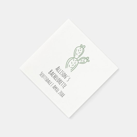Sage Prickly Pear Cactus Bachelorette Paper Napkin Serviette (Ecke)