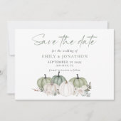 Sage Pumpkins Autumnal Florals QR Code Wedding Sav Save The Date (Vorderseite)