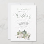 Sage Pumpkins Floral QR Code Einladung Hochzeit (Vorderseite)