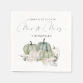 Sage Pumpkins Florals Glückwunsch Mr. Wedding Serviette (Vorderseite)