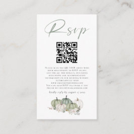 Sage Pumpkins Florals QR Code Wedding RSVP Begleitkarte