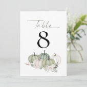 Sage Pumpkins Florals Wedding Tischnummer (Stehend Vorderseite)
