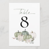 Sage Pumpkins Florals Wedding Tischnummer (Vorderseite)