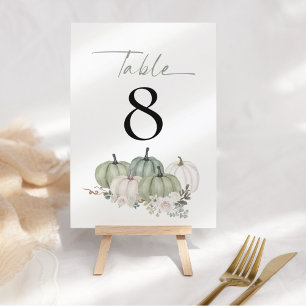 Sage Pumpkins Florals Wedding Tischnummer