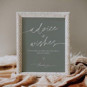 SAGE Rat und Wünsche Hochzeitsschild Poster