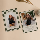 Sage Retro Checkered Arch Classic Foto Abschluss Einladung