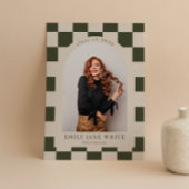 Sage Retro Checkered Arch Classic Foto Abschluss Einladung