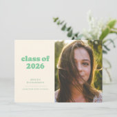 Sage Retro Einfachheit Foto Abschluss Ankündigung (Stehend Vorderseite)