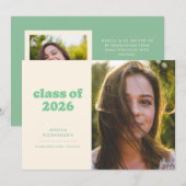 Sage Retro Einfachheit Foto Abschluss Ankündigung (Vorne/Hinten)