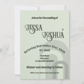 Sage Retro Funky Disco Wedding - Bold Modern Fun Einladung (Vorderseite)