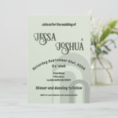Sage Retro Funky Disco Wedding - Bold Modern Fun Einladung (Stehend Vorderseite)