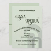 Sage Retro Funky Disco Wedding - Bold Modern Fun Einladung (Vorne/Hinten)