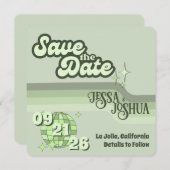 Sage Retro Funky Disco Wedding - Save the Date Einladung (Vorne/Hinten)