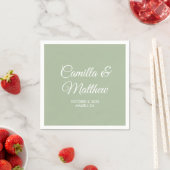 Sage Romantic Script Personalisiert Wedding Napkin Serviette (Beispiel)