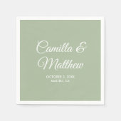 Sage Romantic Script Personalisiert Wedding Napkin Serviette (Vorderseite)