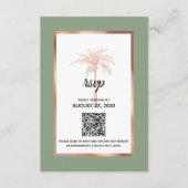 Sage Rose Gold Kupfer Palm Tree QR Code Hochzeit RSVP Karte (Vorderseite)