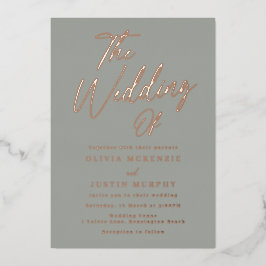 Sage & Rose Gold Moderne Hochzeiten Folieneinladung