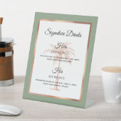 Sage Rose Gold Palm Tree Hochzeit Signature Drinks Sockelschild (In SItu)