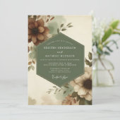 Sage Russet Bloom Hochzeit Einladung (Stehend Vorderseite)