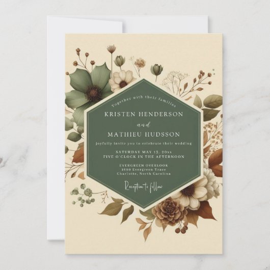 Sage Rustic Meadow Wedding Einladung (Vorderseite)