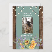 Sage Rustic Sonnenblume Foto Lights Brautparty Einladung (Vorderseite)