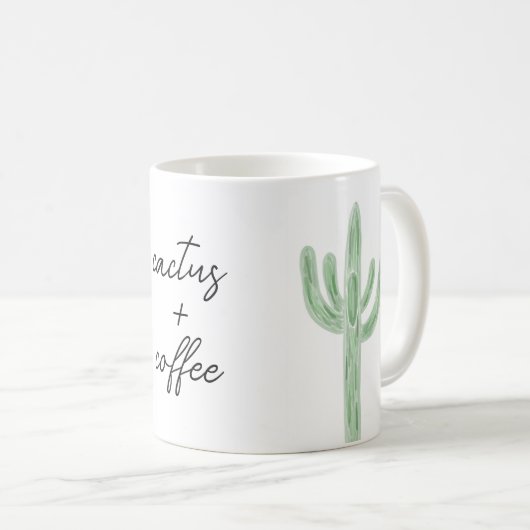 Sage Saguaro Cactus Plus Coffee Tasse (VorderseiteRechts)
