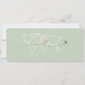 Sage Save the Date Boarding Pass Weltkarte QR Einladung (Rückseite)