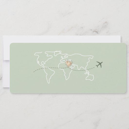 Sage Save the Date Boarding Pass Weltkarte QR Einladung (Rückseite)