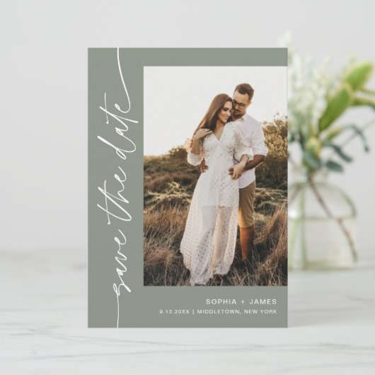 SAGE Save the Date mit QR-Code Bohemisch Einladung (Stehend Vorderseite)