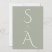 Sage Script Divine Contemporary Monogram Wedding Einladung (Rückseite)