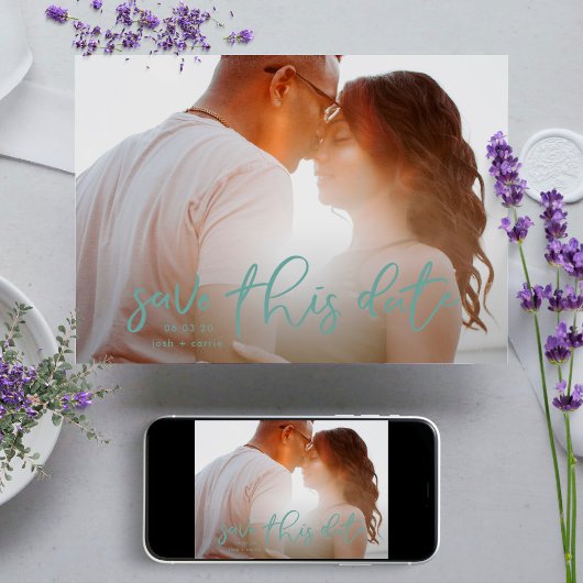Sage Sea Foam Green Foto Classic Calligraphy Save The Date