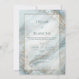 Sage Seafoam Gold Foil Marble Wedding Einladung